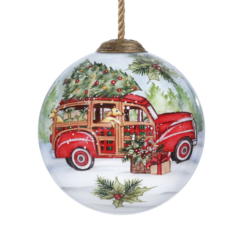 Ornement en forme de boule de voiture rouge de Noël I’i be Home