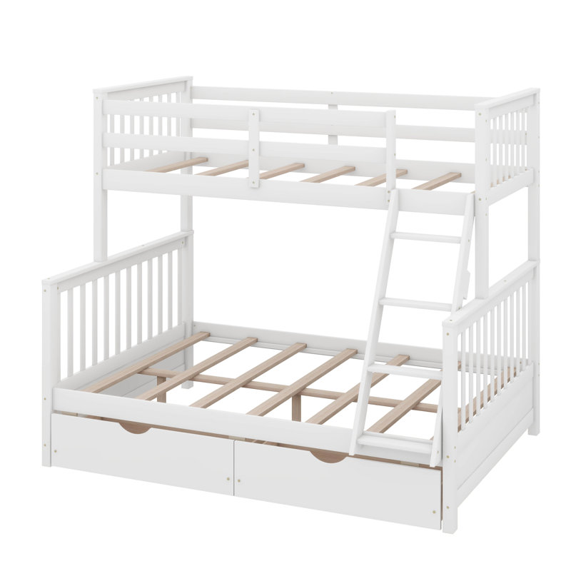 Janete Twin Over Full Bunk Bed with Built-In Ladder, White