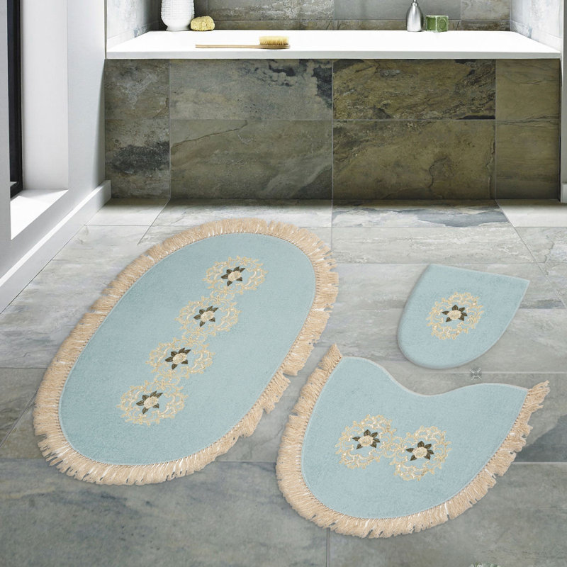Ensemble de salle de bain 3 pièces Dambrosio, Bleu clair / beige