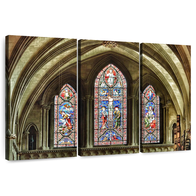 Vitrail cathédrale Lilie, H 24 po x l 38 po