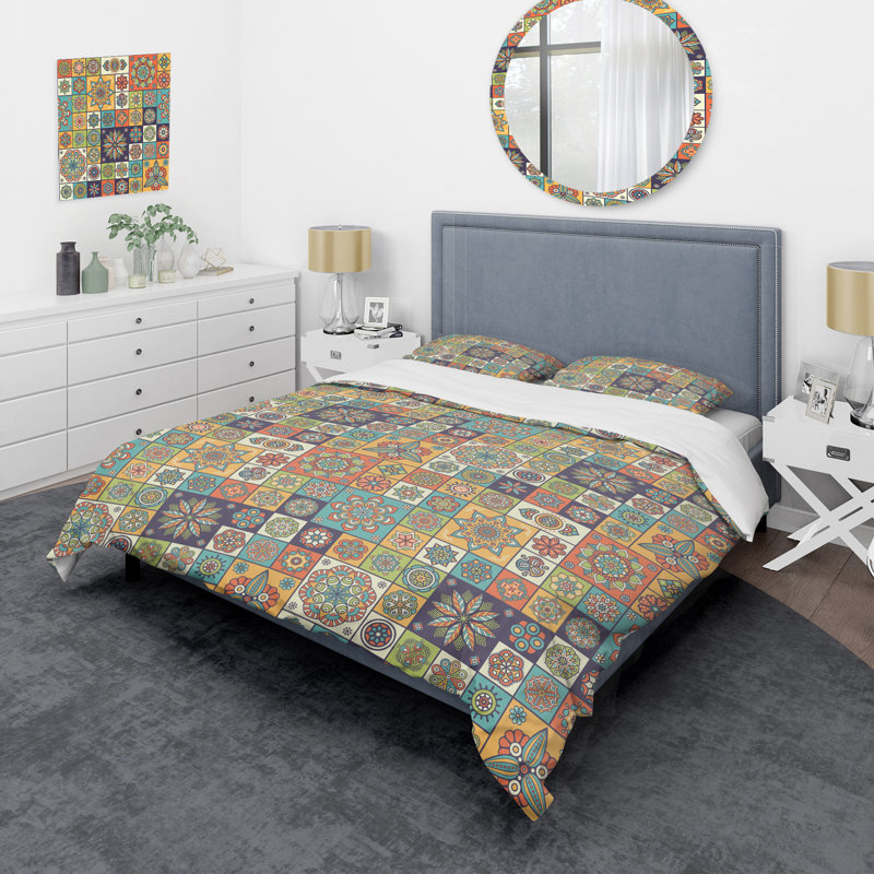 Multicolor Floral Patchwork - Abstract Duvet Cover Set - Microfiber Polyester, Twin Duvet Cover + 1 Standard Sham