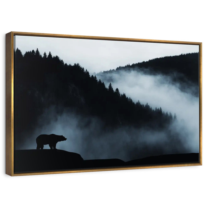 Ours brumeux, 46 po x 31 po, Cadre flottant doré