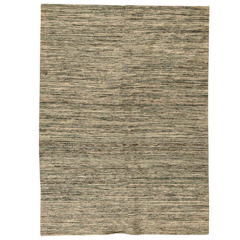 Tapis vert et multicolore de haute qualité noué à la main