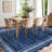 5 x 7 ft Polyester Navy Rectangular Machine Washable Geometric Bordered Living Room Bedroom Dining Room Machine Washable Area Rug-850232973-850232975