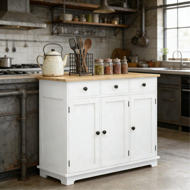 Armoire de rangement spacieuse, Naturel / Blanc