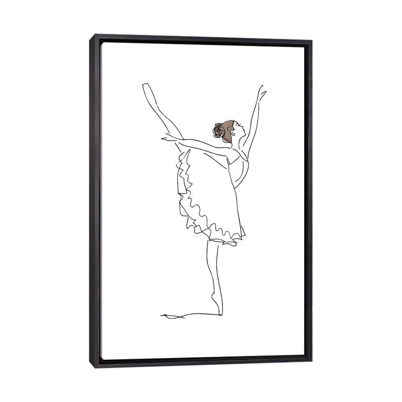 Ballet Line Art - impression d'art graphique, Pas de tapis, H 40 po x l 26 po x P 1,5 po, Toile avec cadre noire patinée