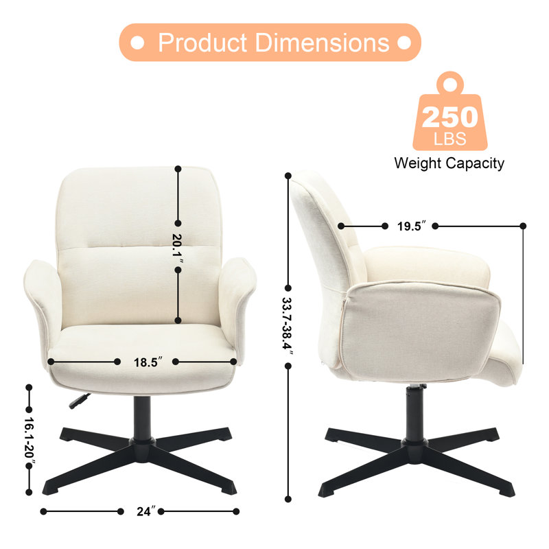 Modern Swivel Accent Chairs Upholstered Fabric Armchairs with Adjustable Height & No-Wheel Base for Living Room Bedroom or Office