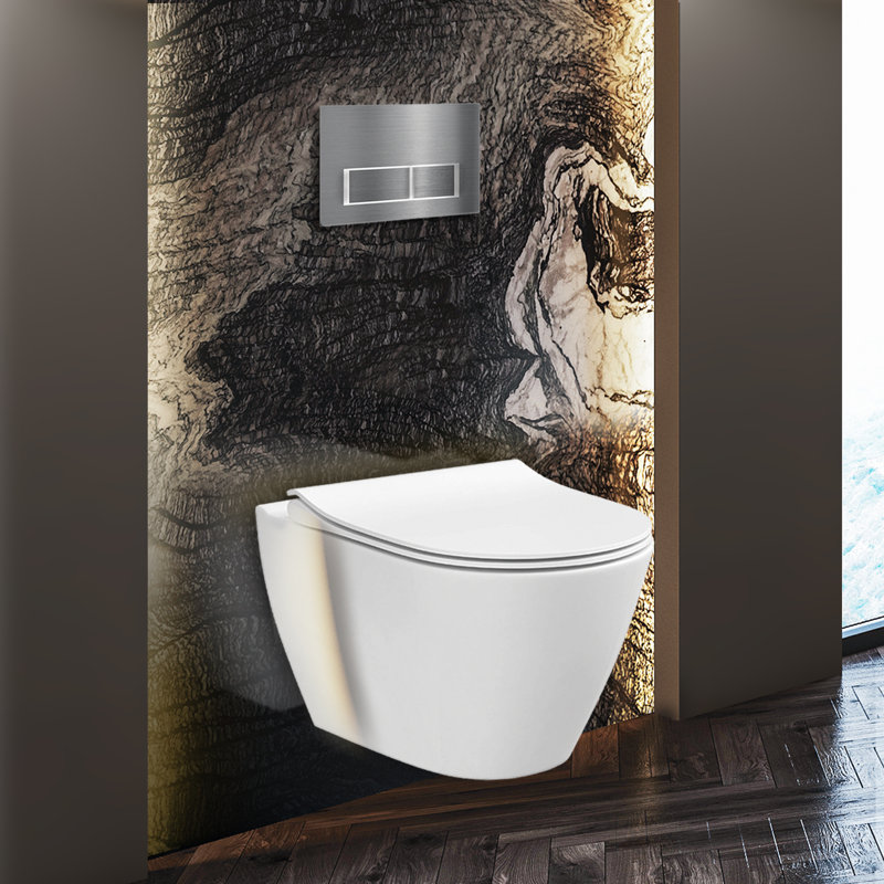 StormOn Dual-Flush Round Wall Hung Toilet (Seat Included), 4", Chrome