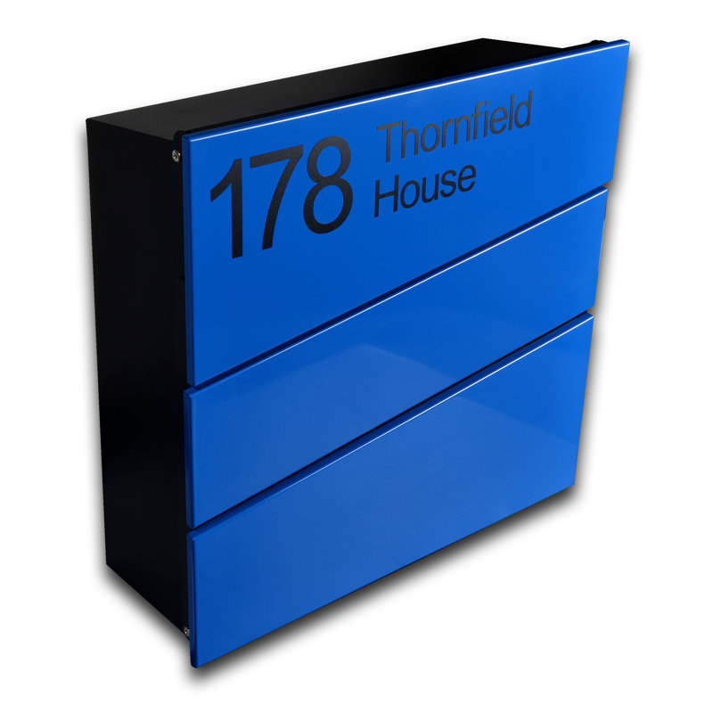 Ayoka Steel Wall Mounted Post Box, Signal Blue, Yes