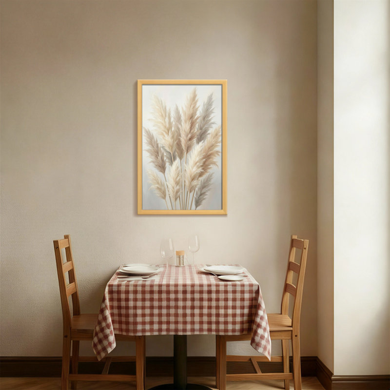 Plantes et fleurs, doux motif d'herbe de pampa beige