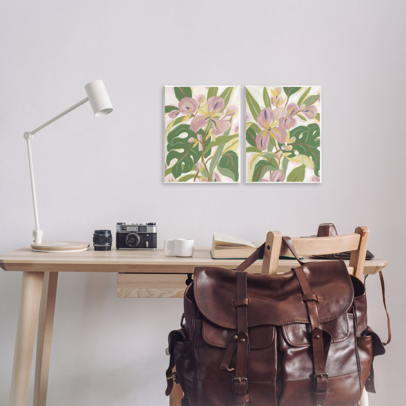 "Tropical Iris Abstraction", ensemble d'art sur bois par June Erica Vess