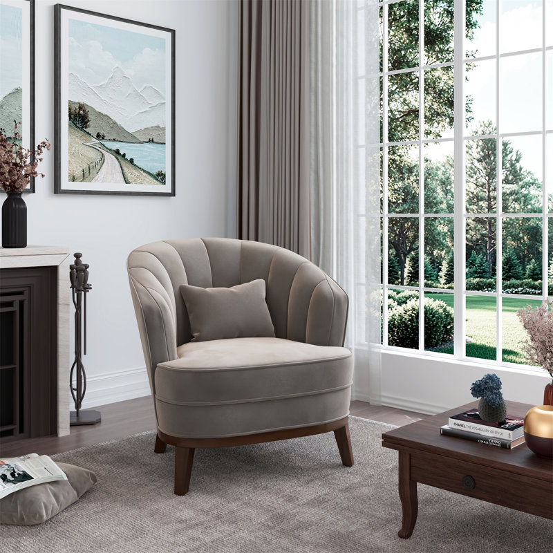 Fauteuil d'appoint rembourré Ava, Gris
