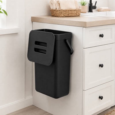 Poubelle de cuisine suspendue 12 L avec couvercle et fixation murale