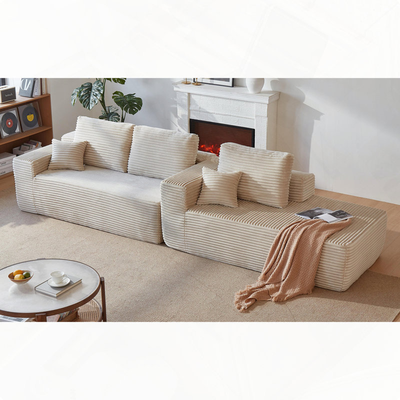 Canapé modulaire en L 104 po, Beige