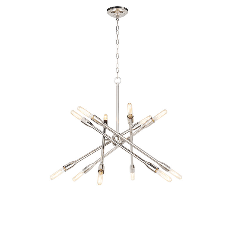 Cobra 12 - Light Chandelier, Polished Nickel, 24.75" H x 30.5" W x 30.5" D