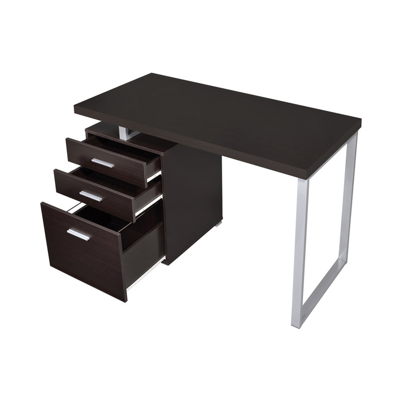 Bureau d'écriture réversible à 3 tiroirs Effrosini, Brun / blanc