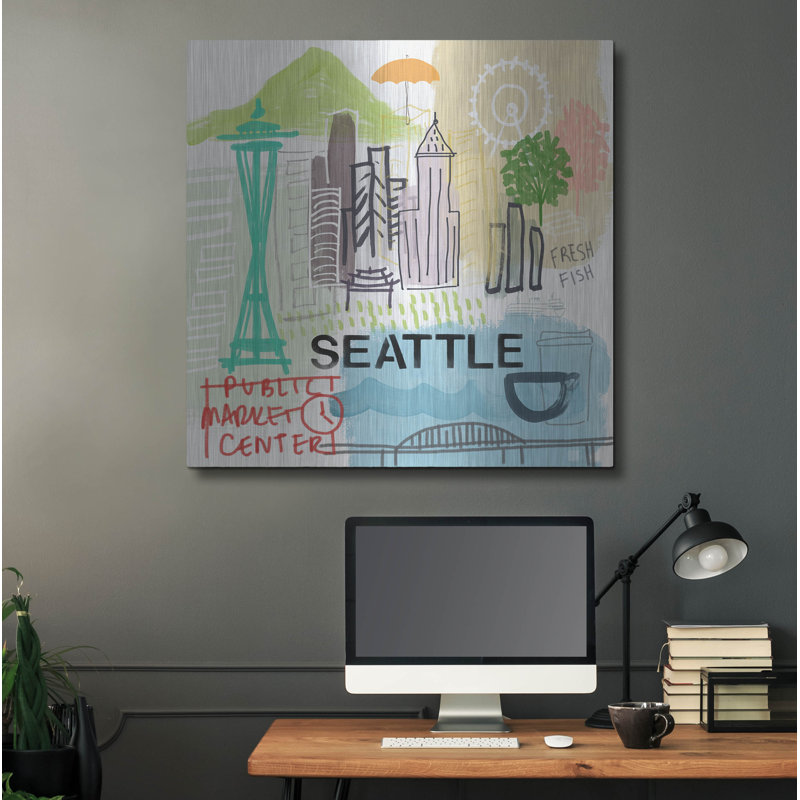 " Seattle " by Linda Woods, 36" H x 36" W