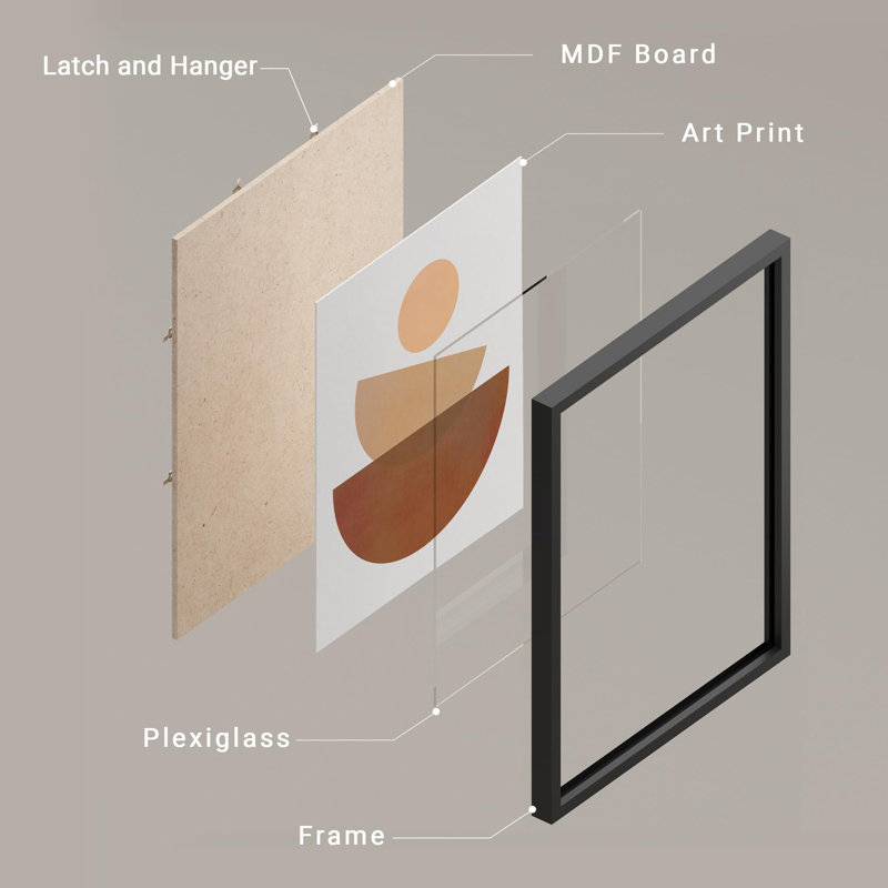 Art moderne moderne, formes abstraites minimalistes, tons neutres et chaleureux, Noir