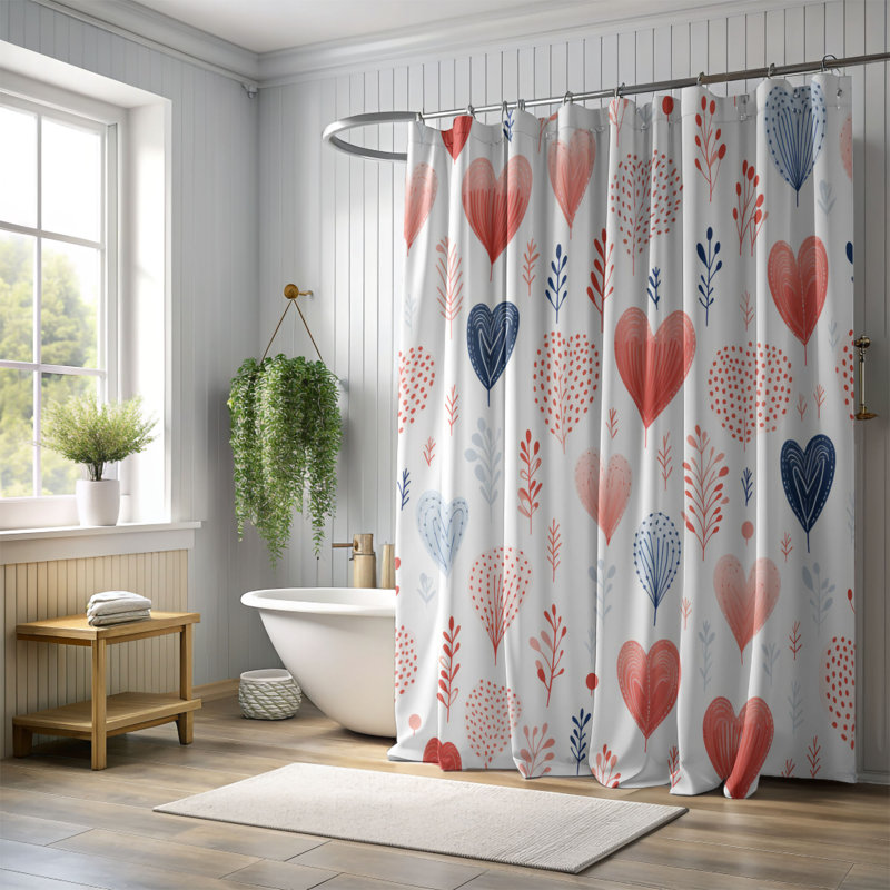Cupid Design - Rideau de douche Premium, H 74 po x l 71 po