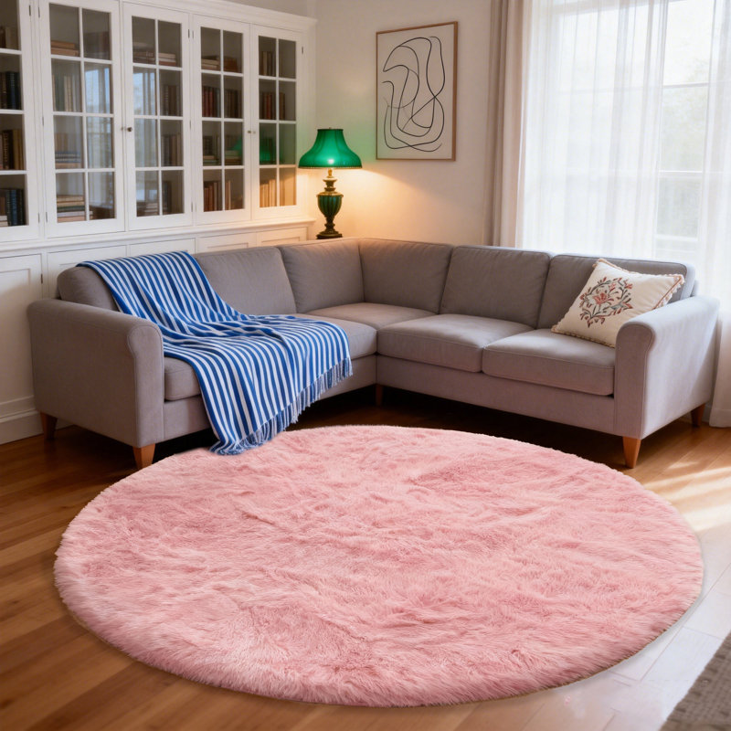 Classic Shaggy Area Rug,Ideal for multiple scenarios, 7*7ft, Pink