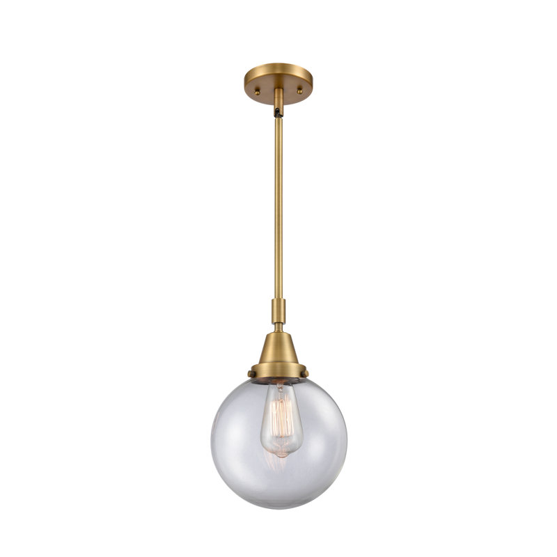 Lorri 1 - Light Single Pendant, 45.62" H x 8" W x 8" D, Clear, Brushed Brass