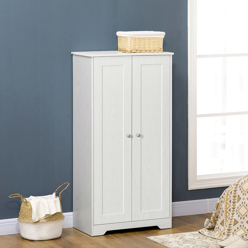 Armoire de cuisine, armoire de cuisine autoportante avec 2 portes, tablettes réglables pour la salle à manger, blanc