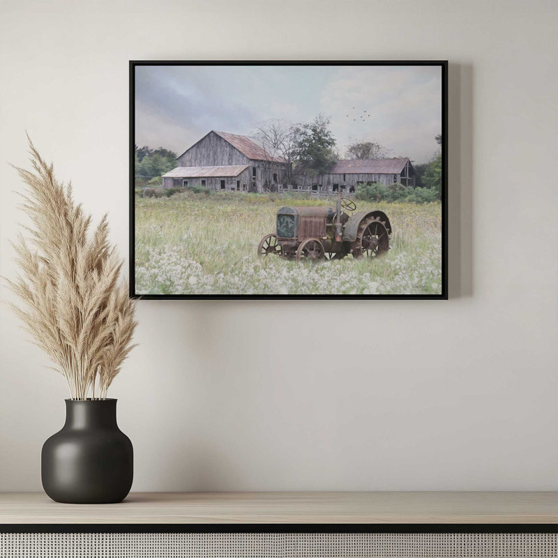 «Old Vermont Barn» par Lori Deiter, reproduction d'art, 40 W x 30 H, Tan, Framed Canvas