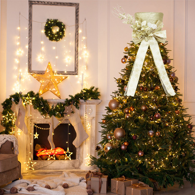Nœud d'arbre de Noël scintillant scintillant, Gold