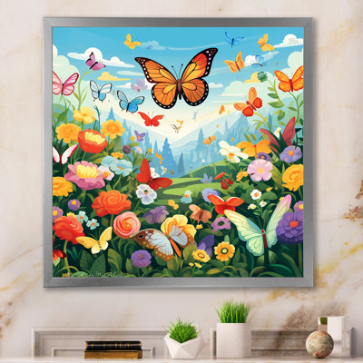 " Orange Monarch Butterfly Idyllic Flowerfield "