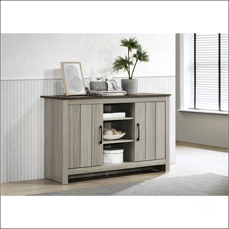 Armoire au fini chêne gris avec tablettes et portes, parfaite pour le rangement organisé et l'esthétique moderne., Grey