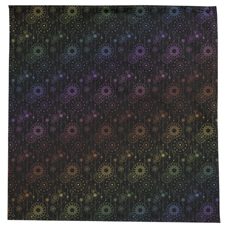 Leffel Astrology Pattern Tablecloth, Black/Rainbow