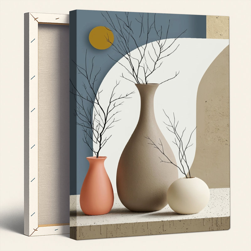Ensemble de 1 tableau minimaliste sur toile représentant un vase, 36"H x 24"W, Wrapped Canvas