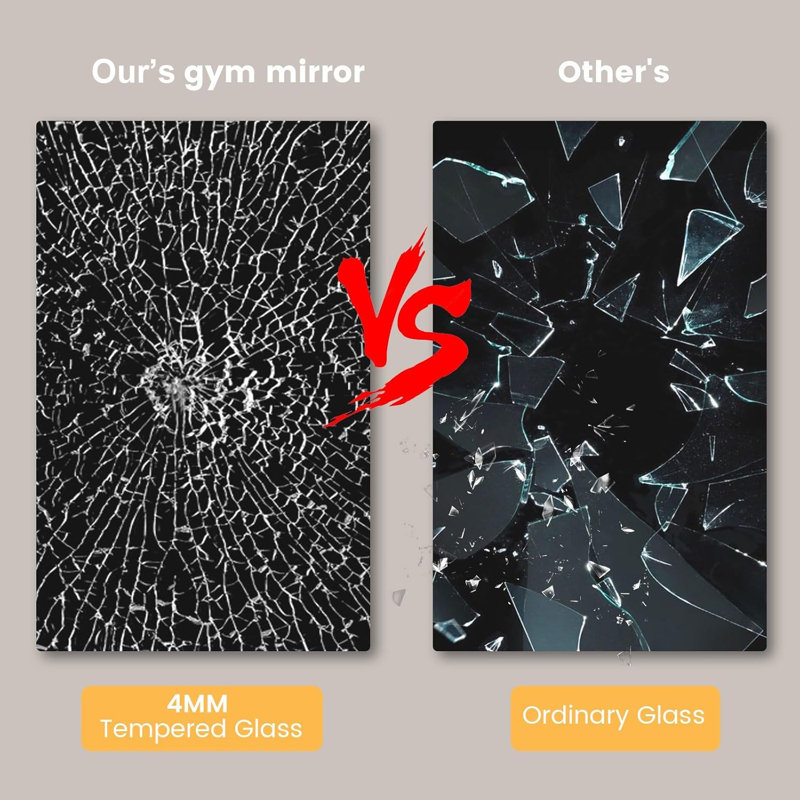 Aevar Large Frameless Full Length Tempered Glass Mirror - Rectangular Wall Mirror for Yoga, Gym & Dance Studio(Set of 2/3)
