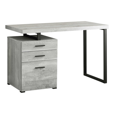 Modern 48"l Computer Desk For Home Office With Reversible Setup & Storage Drawers Versatile - 48"l, Grey Laminate, Black Metal