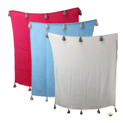 Ls Romy Muslin Plain Throw- Viva Magenta