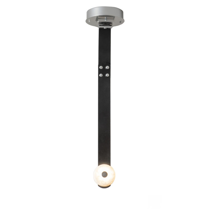 Petit luminaire suspendu à DEL SNAPS - Cuir, Noir, noir, noir, noir, Cuir blanc