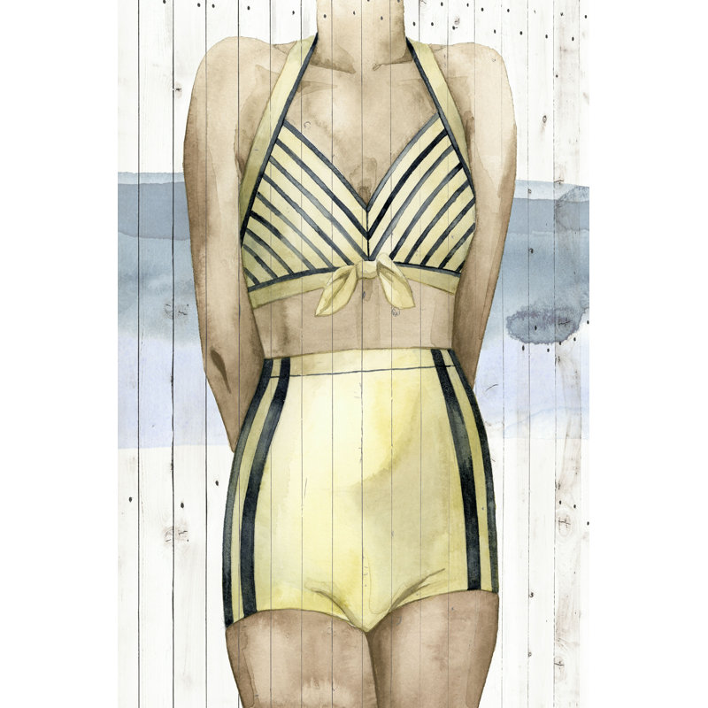 " Bygone Bathers III " by Grace Popp Painting Print, 12" H x 8" W
