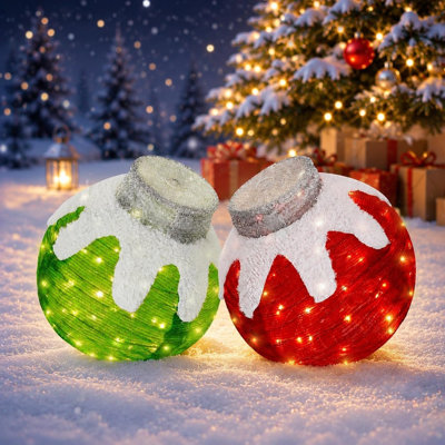 Lighted Christmas Ball Decorations, LED Pop Up Holiday Ornaments for Yard, Patio & Home