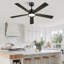  Ventilateur de plafond noir moderne 52 po avec lumière et télécommande Cissline pour chambre à coucher et salon