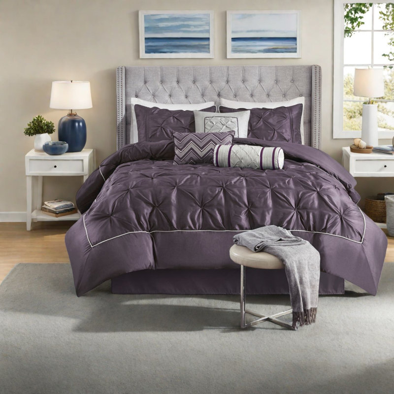 Ensembles de literie élégants en polyester prune touffetée pour la maison moderne