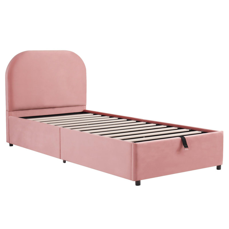 3ft Ottoman Bed Velvet, Pink