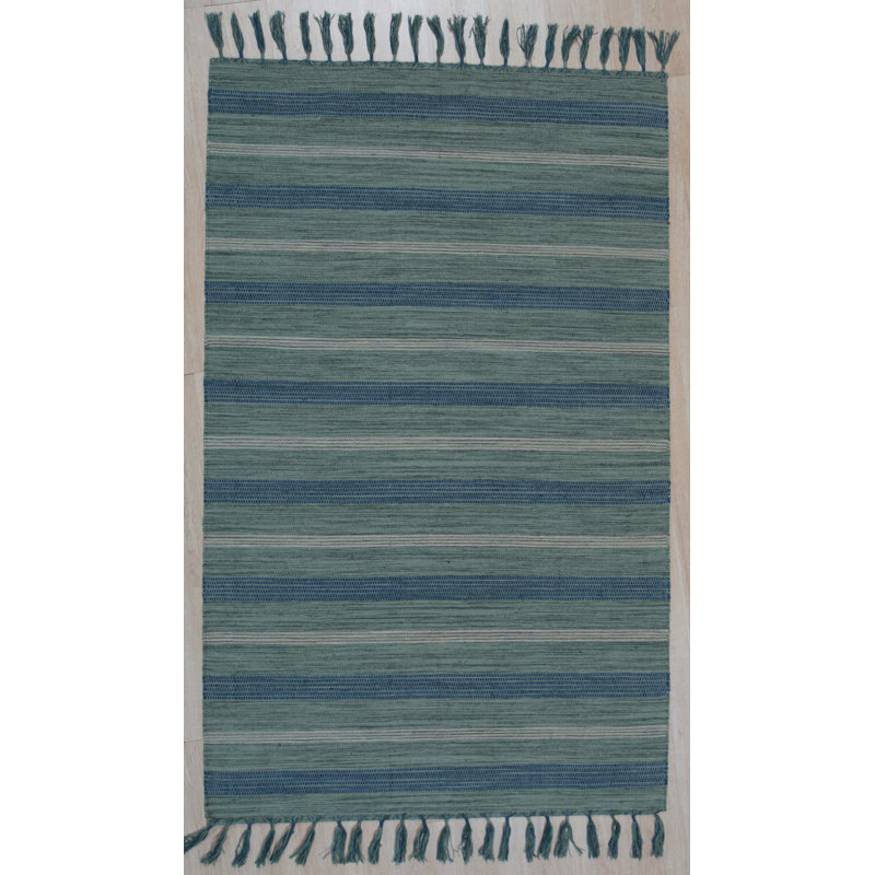 Tapis rayé et bambou en soie tissé à plat Steinman