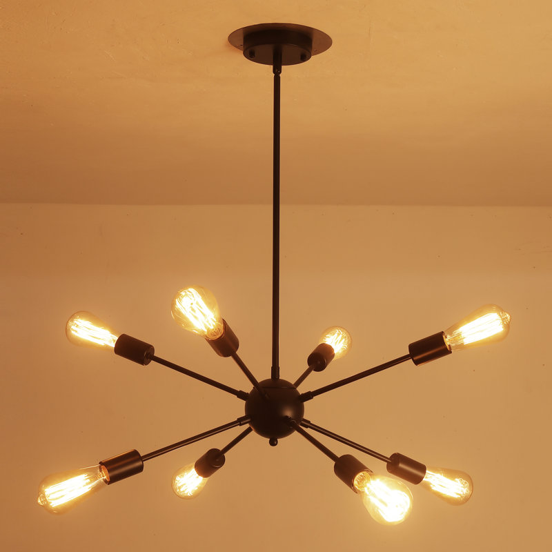Jamee 8 - Light Dimmable Sputnik Sphere Chandelier, Matte Black