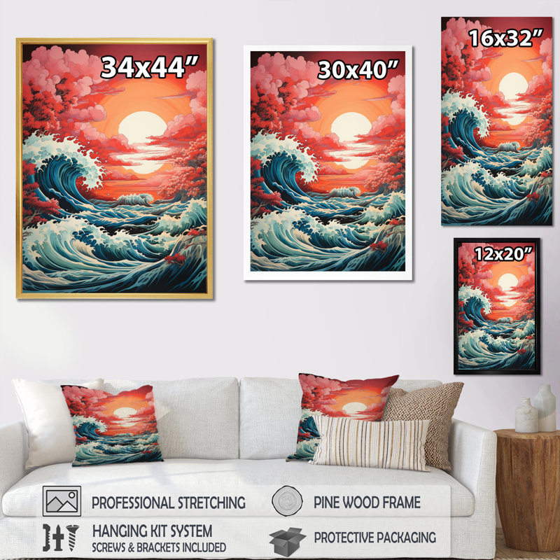 Dramatic Ocean Waves V, reproduction d'art sur toile, H 32 po x l 16 po x P 1 po, Toile tendue