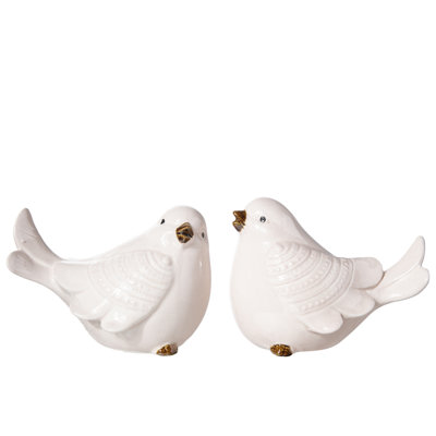 Ensemble de 2 figurines d’oiseau cardinal debout en céramique