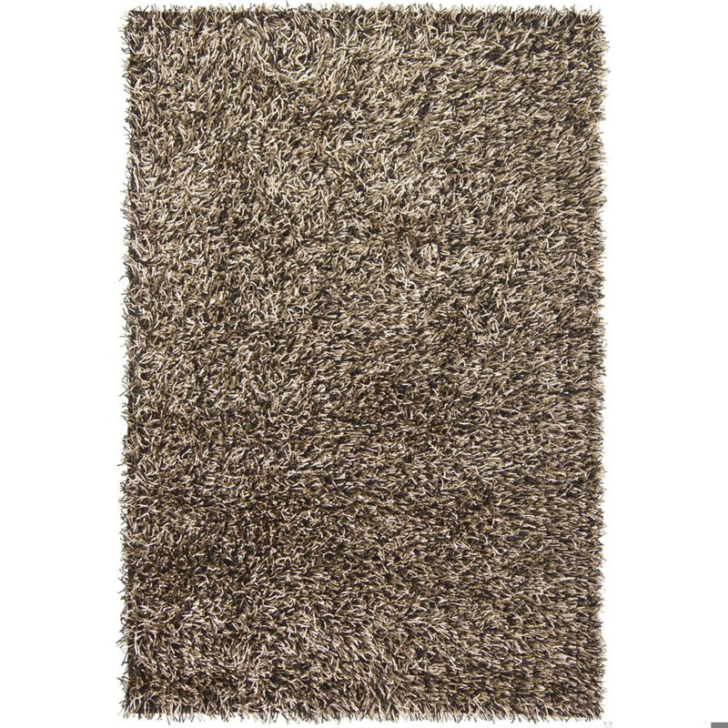 Heston Authentic Hand Woven Handmade Triple-Mixed Black, White & Gray Modern Abstract Polyester Shag Area Rug
