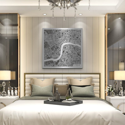 Luxe Metal Art 'London Map Black'  by Laura Marshall Metal Wall Art
