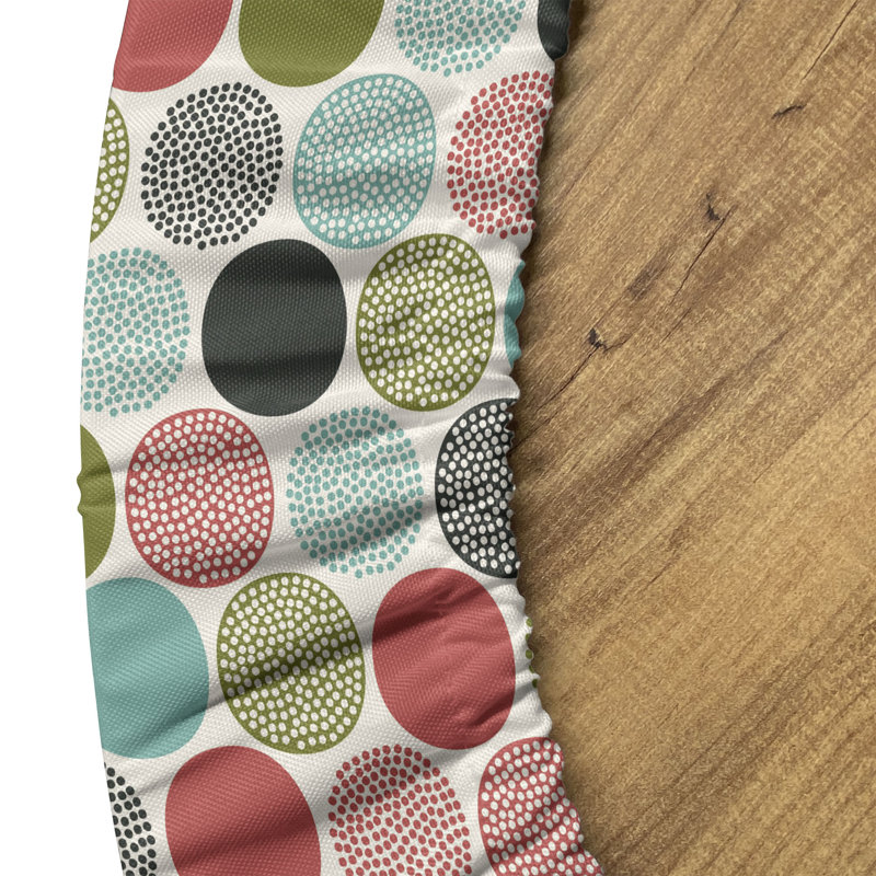 Ebern Designs Colorful Fitted Round Tablecloth Multicolor