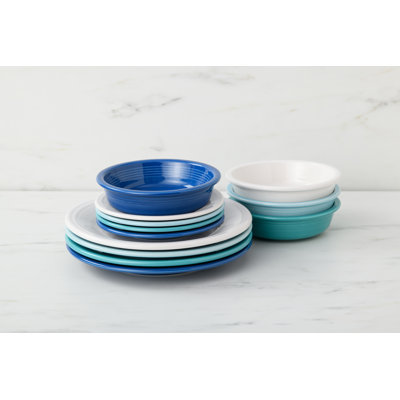 Coastal Blues Classic Rim 12-Piece Dinnerware Set, Service for 4