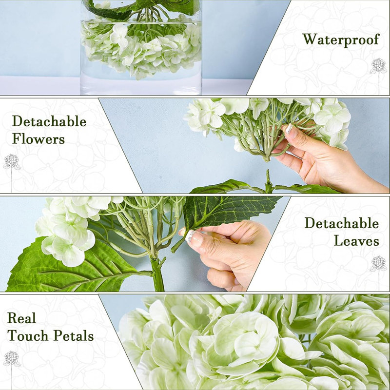 Fleurs d'hortensia artificielles, Vert